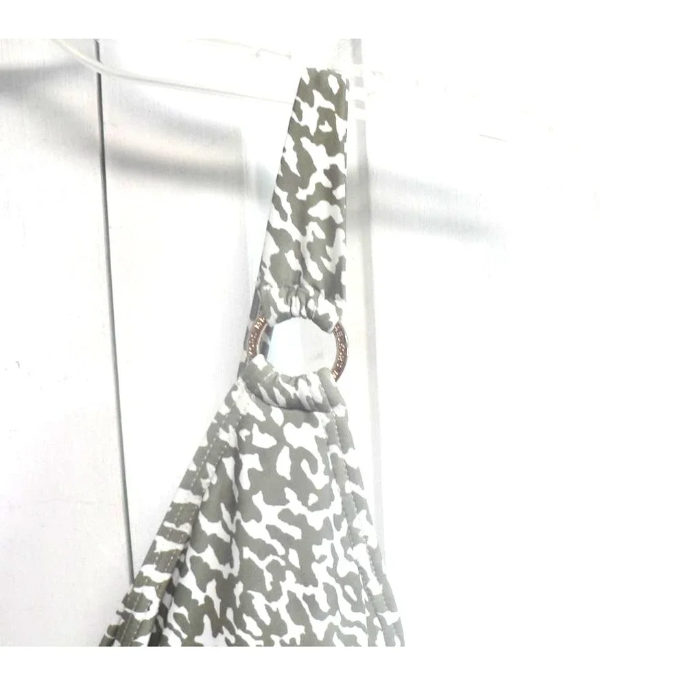 Michael Kors Hazy‎ Cheetah Surplice One-Piece Swimsuit in Safari Green Size 6